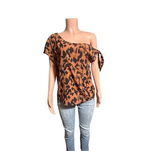 SHEIN short sleeve leopard print loose pullover top L